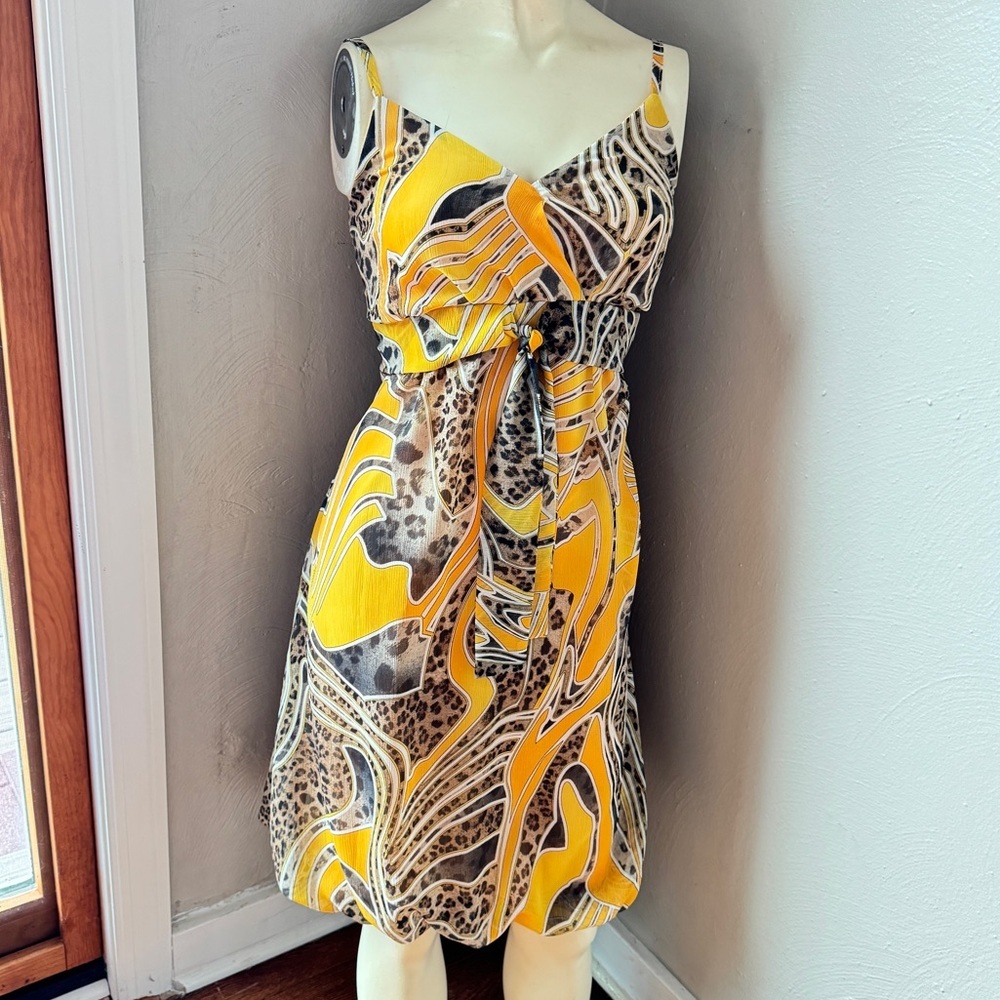 Joseph Ribkoff sleeveless yellow print dress size 10
